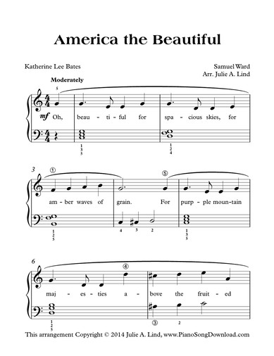 America The Beautiful: Free Level 2 Piano Sheet Music For Later Beginners